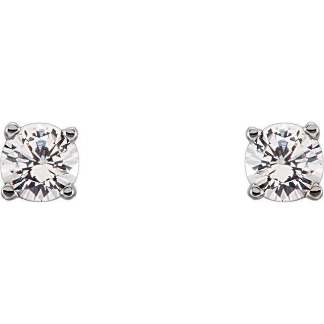 14k White Imitation Diamond Youth Earrings