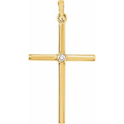 14k Yellow .03 Ct Natural Diamond Cross Pendant