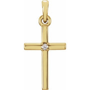14k Yellow .01 Ct Natural Diamond Cross Pendant