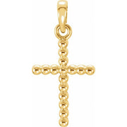 14k Yellow Beaded Cross Pendant