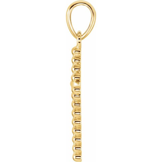 14k Yellow Beaded Cross Pendant