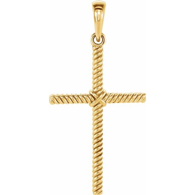 14k Yellow 25.4x16.2 Mm Rope Cross Pendant