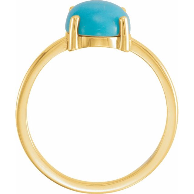14k Yellow 10x8 Mm Oval Natural Turquoise Cabochon Ring