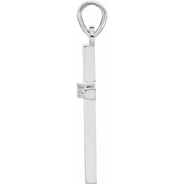 14k White Natural Aquamarine Cross Pendant