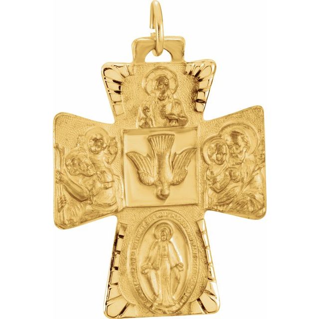 14K Yellow 28x23.5 mm Four-Way Cross Medal
