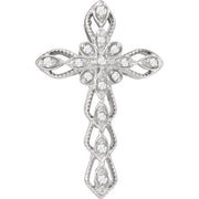 14k White .07 Ctw Natural Diamond Cross Pendant