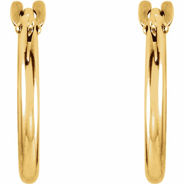 14K Yellow 12.5 mm Hinged Hoop Earrings
