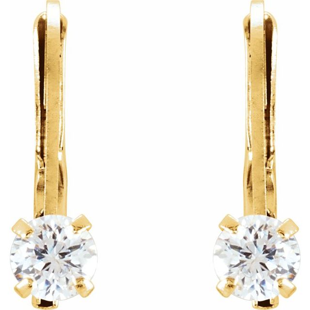 14K Yellow Imitation White Cubic Zirconia Youth Earrings