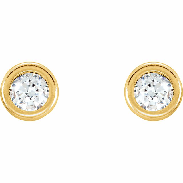 14K Yellow 3 mm Imitation White Cubic Zirconia Youth Bezel Stud Earrings