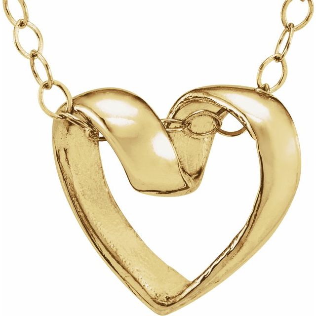 14K Yellow Youth Ribbon Heart 15' Necklace