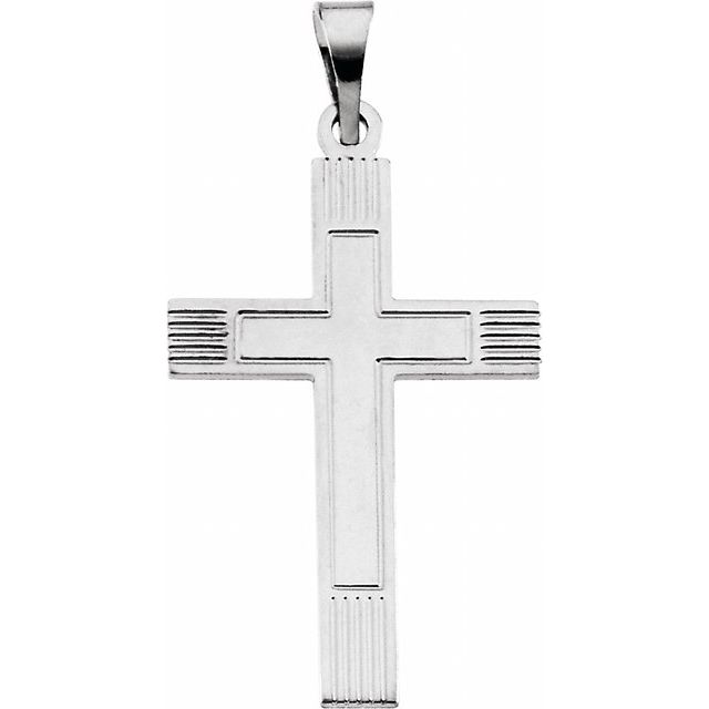 14k White 39x25 Mm Cross Pendant