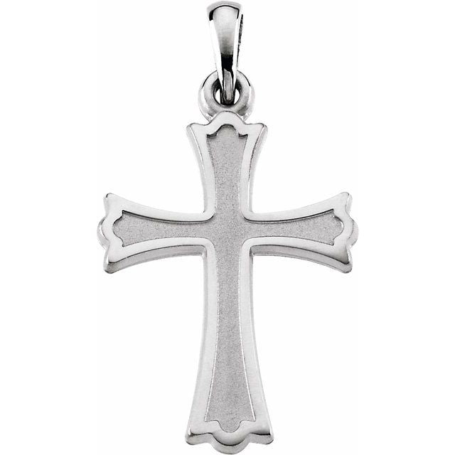 14K White 27x16 mm Cross Pendant