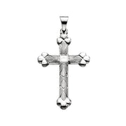 14k White 32x22 Mm Cross Pendant