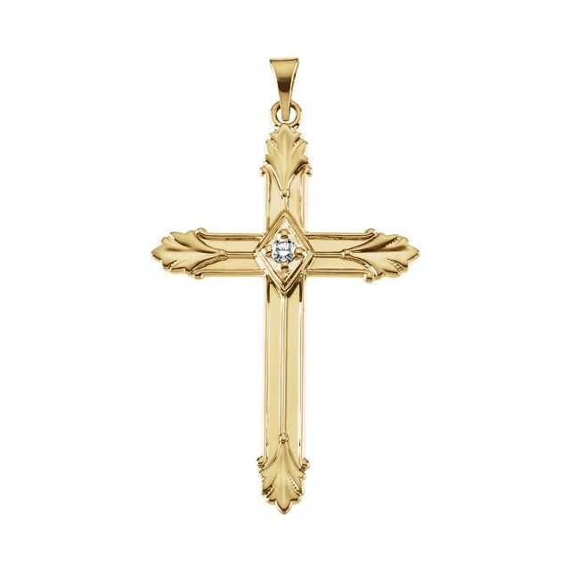 14K Yellow .06 CTW Natural Diamond Cross Pendant