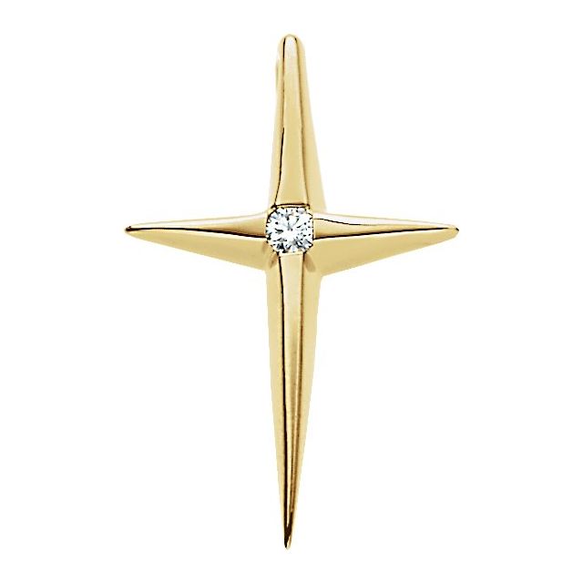 14K Yellow .025 CTW Natural Diamond Cross Pendant