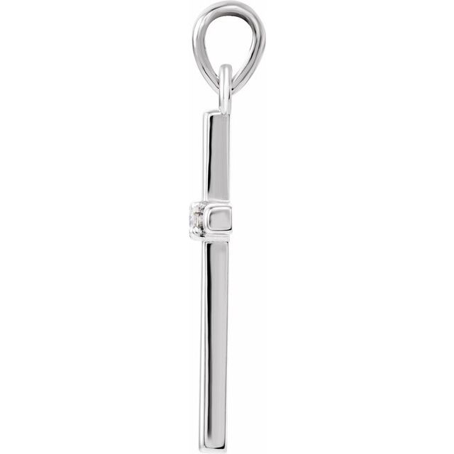 14k White .015 Ct Natural Diamond Cross Pendant