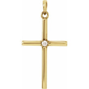 14k Yellow .02 Ct Natural Diamond Cross Pendant