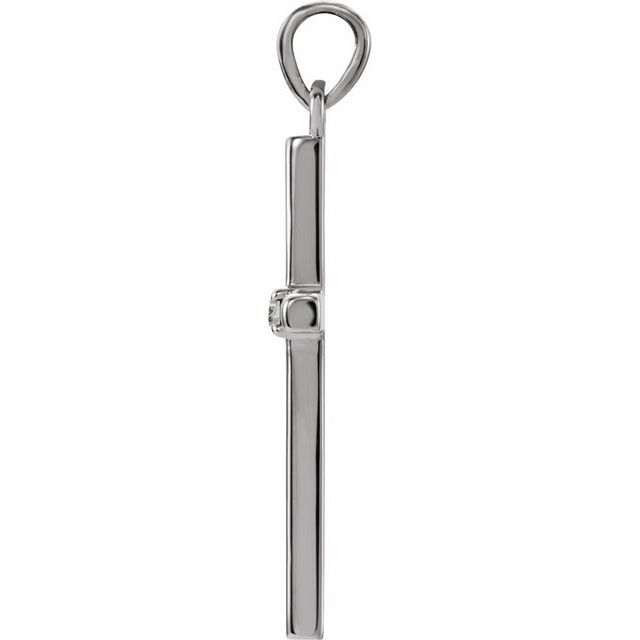 14k White .02 Ct Natural Diamond Cross Pendant