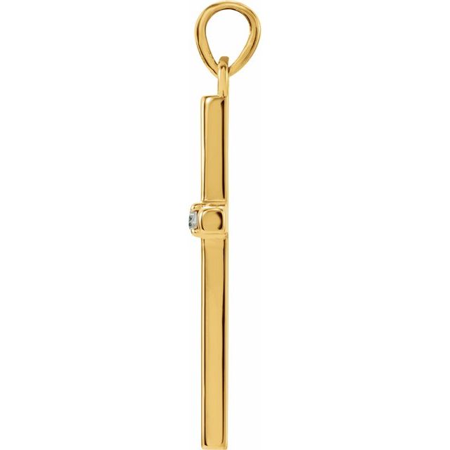 14k Yellow .02 Ct Natural Diamond Cross Pendant