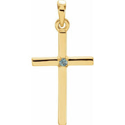 14k Yellow Natural Alexandrite Cross Pendant