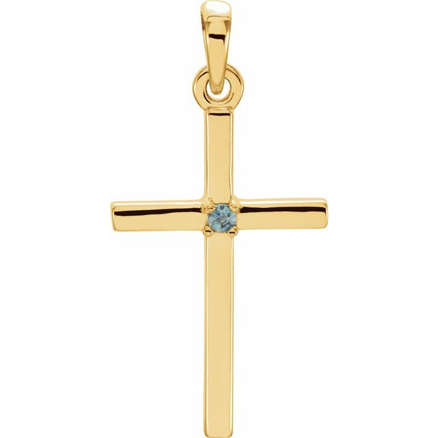 14k Yellow Natural Alexandrite Cross Pendant