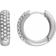 14k White 1/3 Ctw Natural Diamond Hoop Earrings