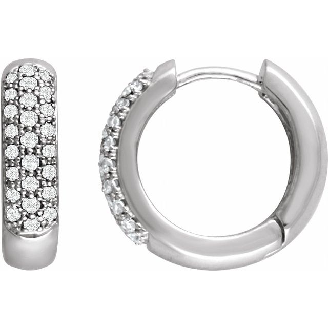 14k White 1/3 Ctw Natural Diamond Hoop Earrings