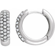 14k White 1/2 Ctw Natural Diamond Hoop Earrings