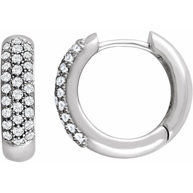 14k White 1/2 Ctw Natural Diamond Hoop Earrings