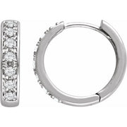 14k White 1/3 Ctw Natural Diamond Hinged 15.8 Mm Hoop Earring