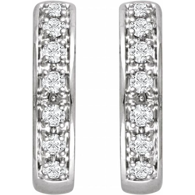 14k White 1/3 Ctw Natural Diamond Hinged 15.8 Mm Hoop Earring