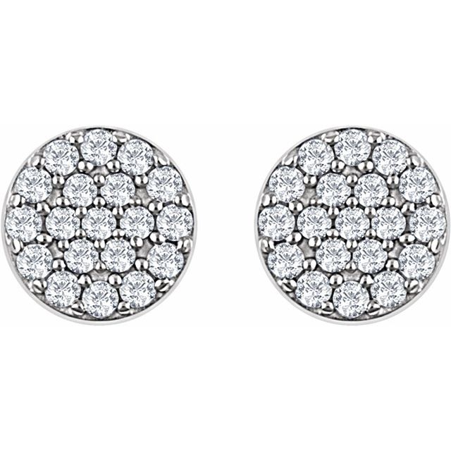 14k White 1/3 Ctw Natural Diamond Cluster Earrings