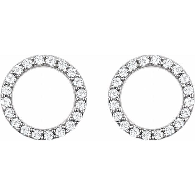 14k White 1/5 Ctw Natural Diamond Circle Earrings