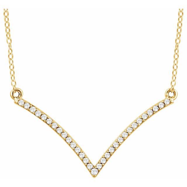 14k Yellow 1/6 Ctw Natural Diamond V 18' Necklace
