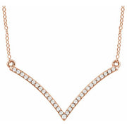 14k Rose 1/6 Ctw Natural Diamond V 18' Necklace