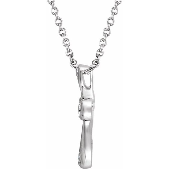 Sterling Silver 1/10 Ctw Natural Diamond Cross 18' Necklace