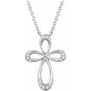Sterling Silver 1/10 Ctw Natural Diamond Cross 18' Necklace