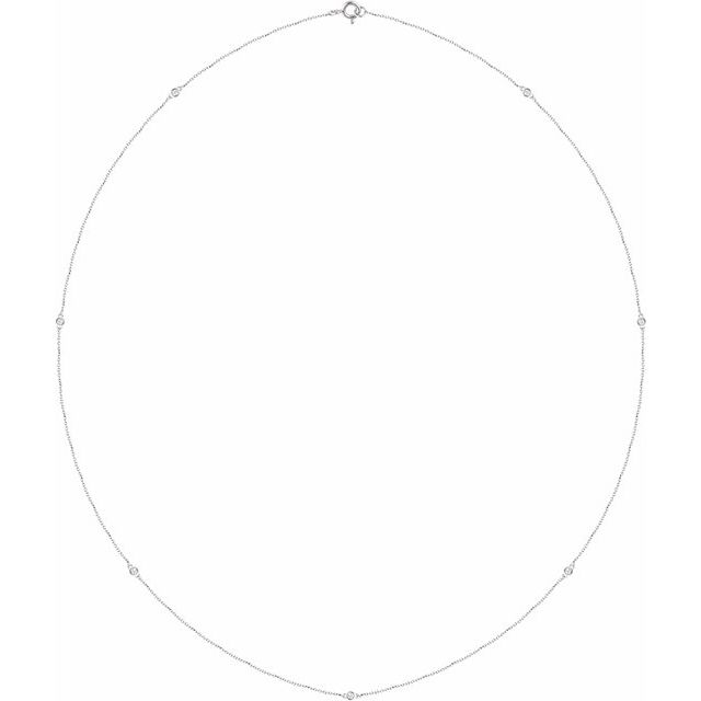 14k White 1/4 Ctw Natural Diamond 7-station 24' Necklace