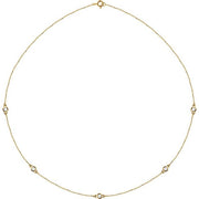 14k Yellow 1/2 Ctw Natural Diamond 5-station 18' Necklace