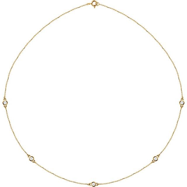 14k Yellow 1/2 Ctw Natural Diamond 5-station 18' Necklace