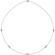 14k White 1/2 Ctw Natural Diamond 5-station 18' Necklace