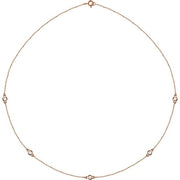 14k Rose 1/2 Ctw Natural Diamond 5-station 18' Necklace