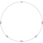 14k White 3/4 Ctw Natural Diamond 5-station 18' Necklace