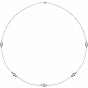 14k White 1 Ctw Natural Diamond 5-station 18' Necklace