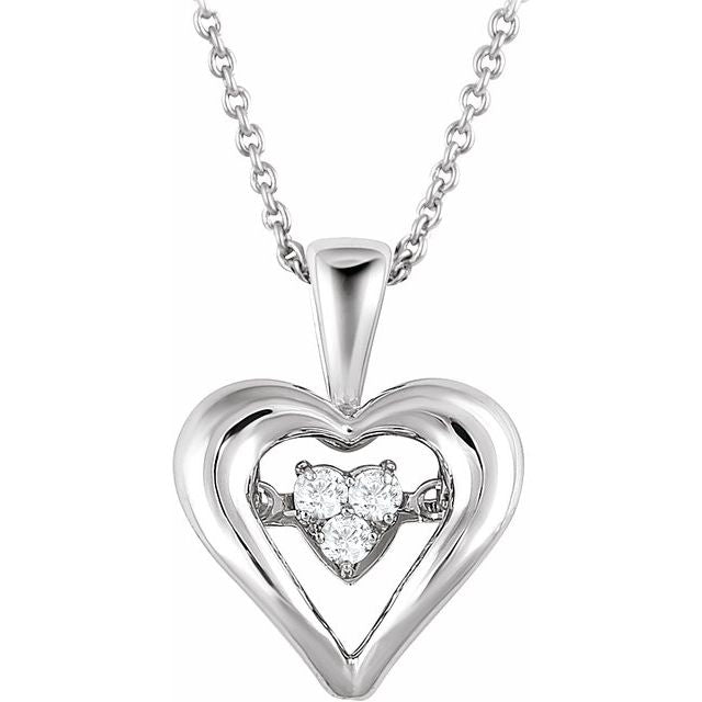 Sterling Silver Mystara® 1/10 Ctw Natural Diamond Heart 18' Necklace
