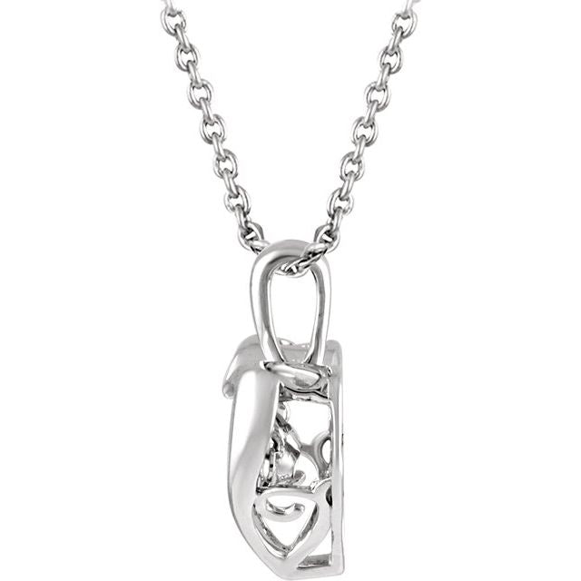 Sterling Silver Mystara® 1/10 Ctw Natural Diamond Heart 18' Necklace