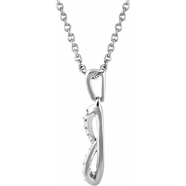 Sterling Silver .08 Ctw Natural Diamond 18' Necklace