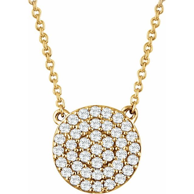 14k Yellow 1/3 Ctw Natural Diamond Cluster 16-18' Necklace