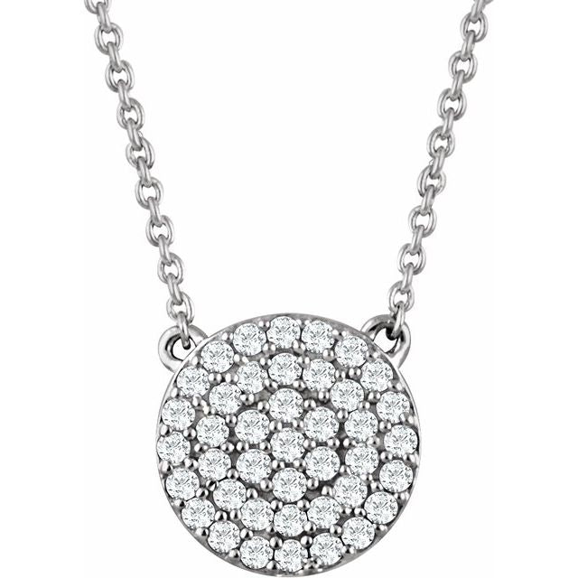 14k White 1/3 Ctw Natural Diamond Cluster 16-18' Necklace