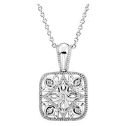 Sterling Silver .05 CTW Natural Diamond Filigree  18' Necklace
